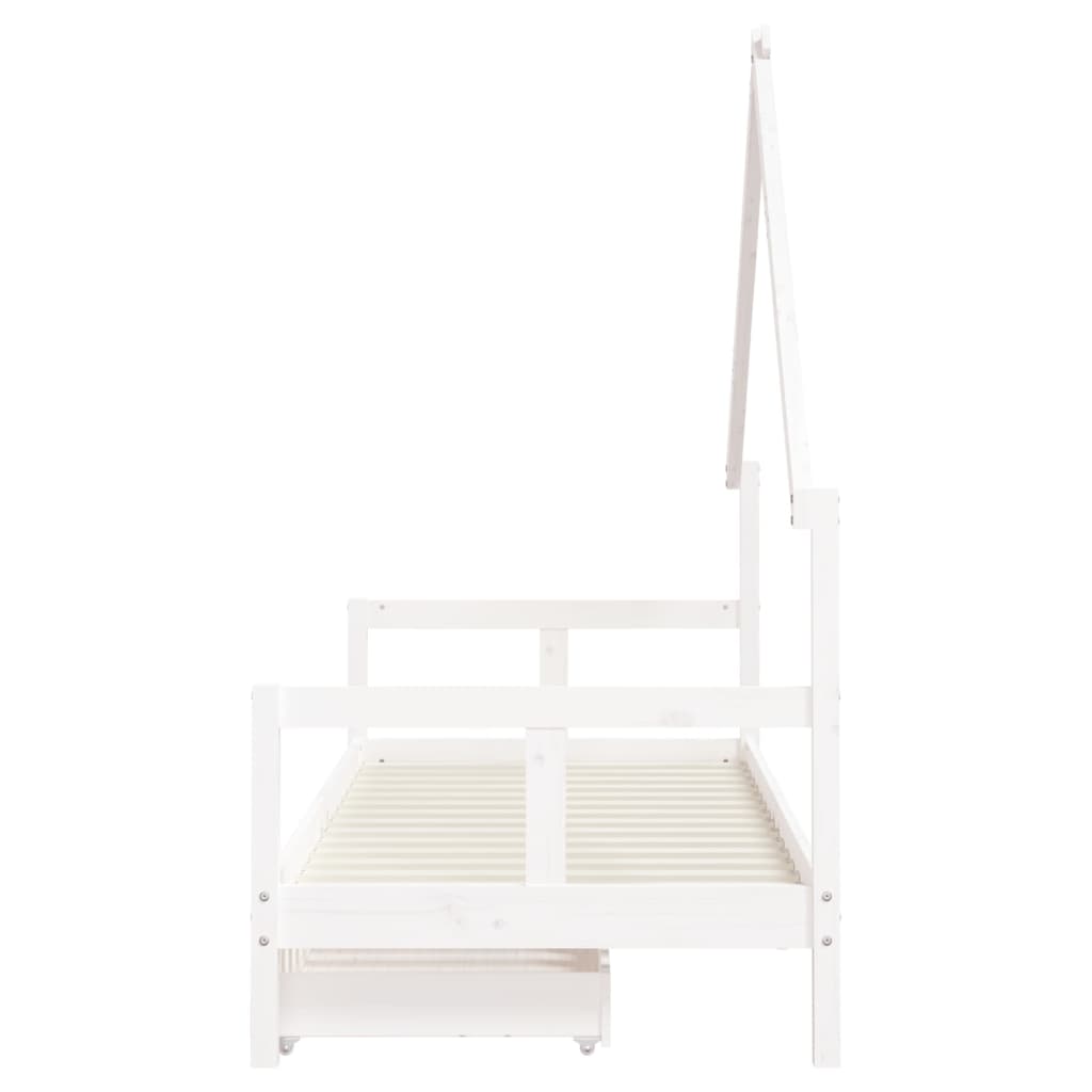 Children's bed with drawers white 80x200 cm solid pine wood