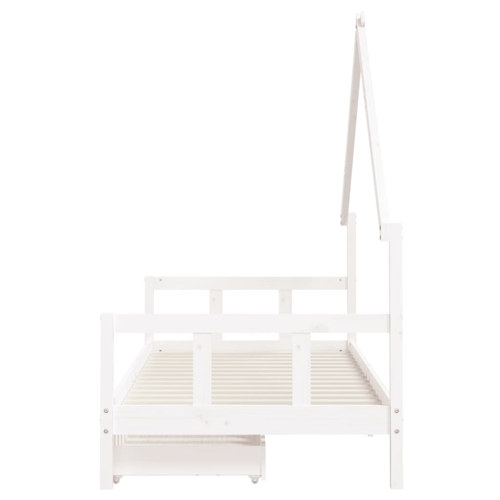 Children's bed with drawers white 90x200 cm solid pine wood