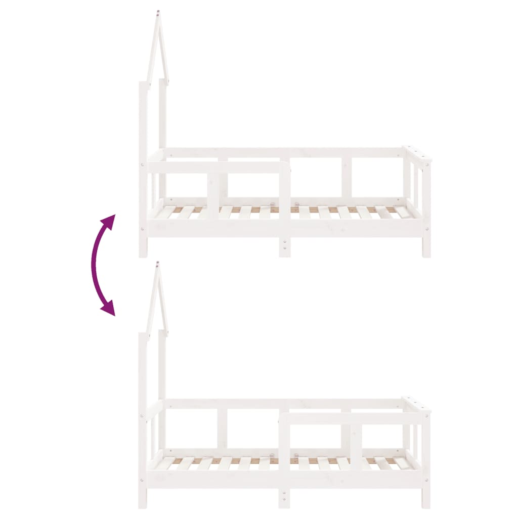 Children's bed white 70x140 cm solid pine wood