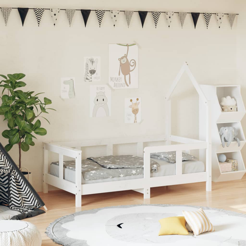 Children's bed white 70x140 cm solid pine wood