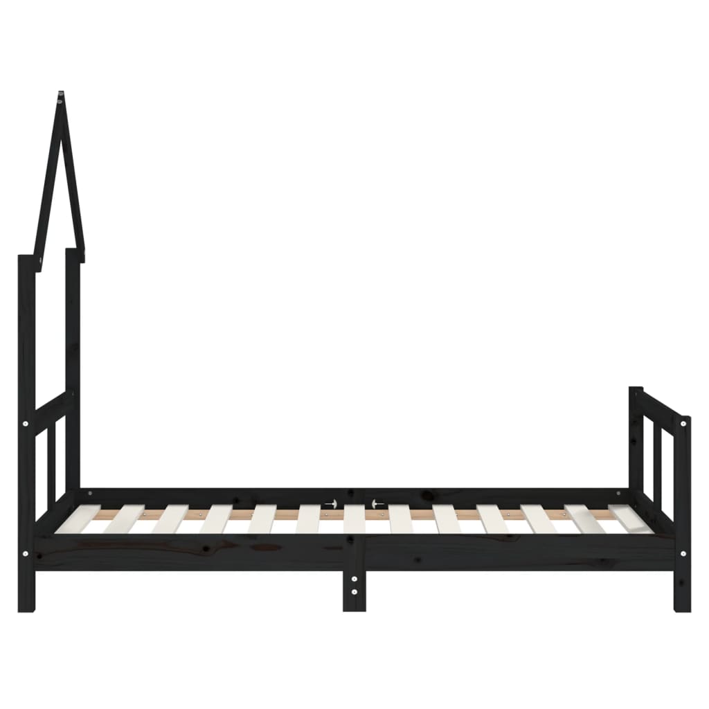 Children's bed black 80x160 cm solid pine wood