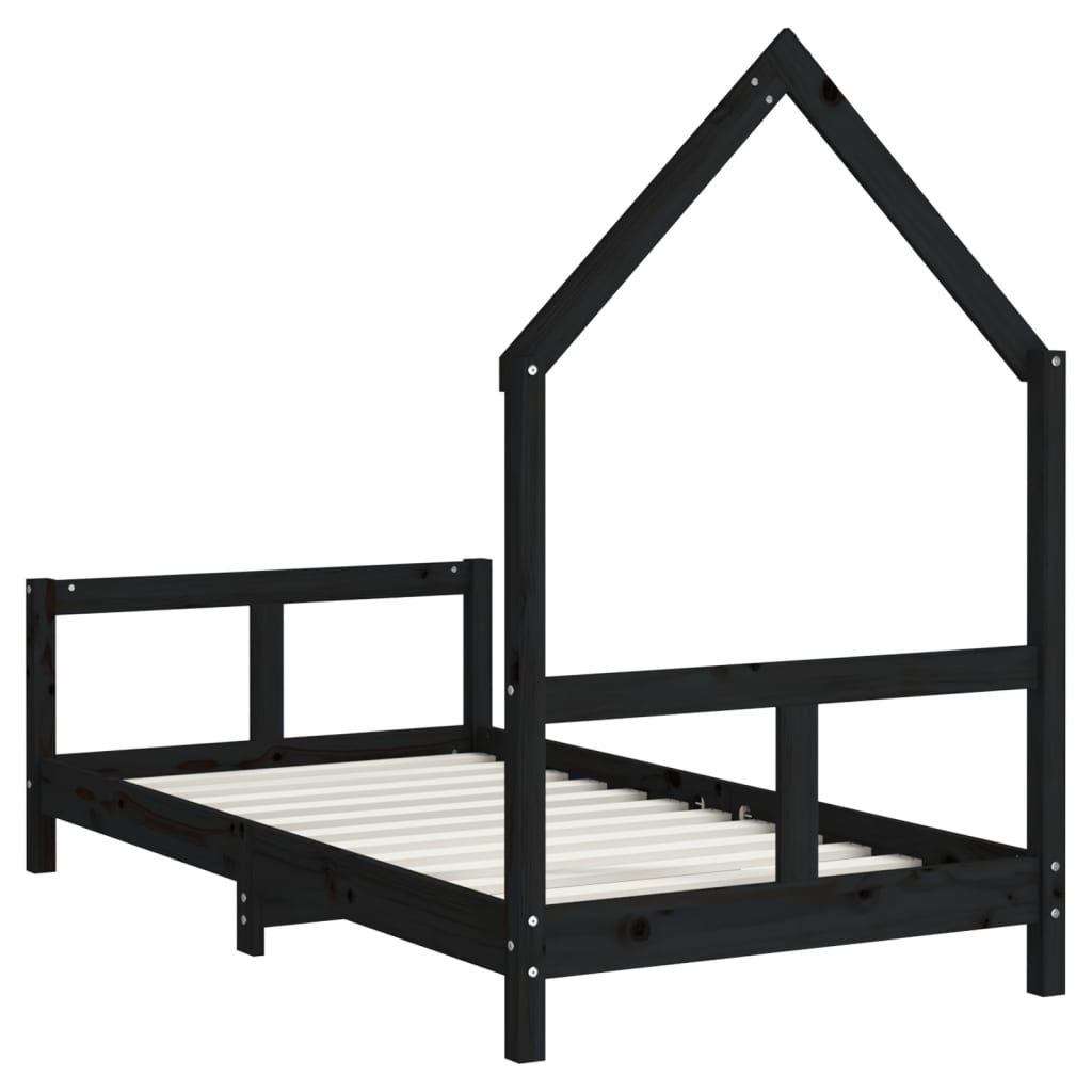 Children's bed black 80x160 cm solid pine wood