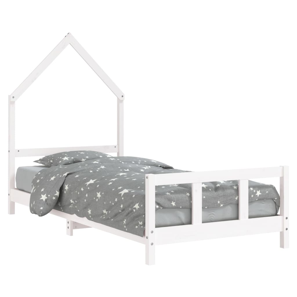 Children's bed white 90x200 cm solid pine wood