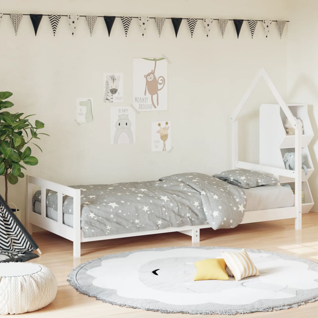 Children's bed white 90x200 cm solid pine wood