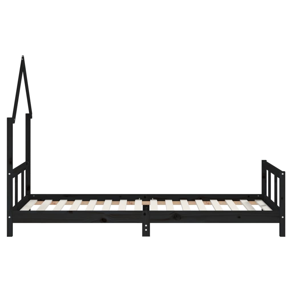 Children's bed black 90x200 cm solid pine wood