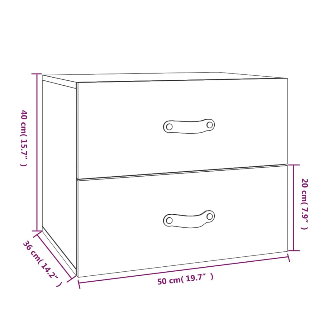 Wall-mounted bedside tables 2 pcs. 50x36x40 cm