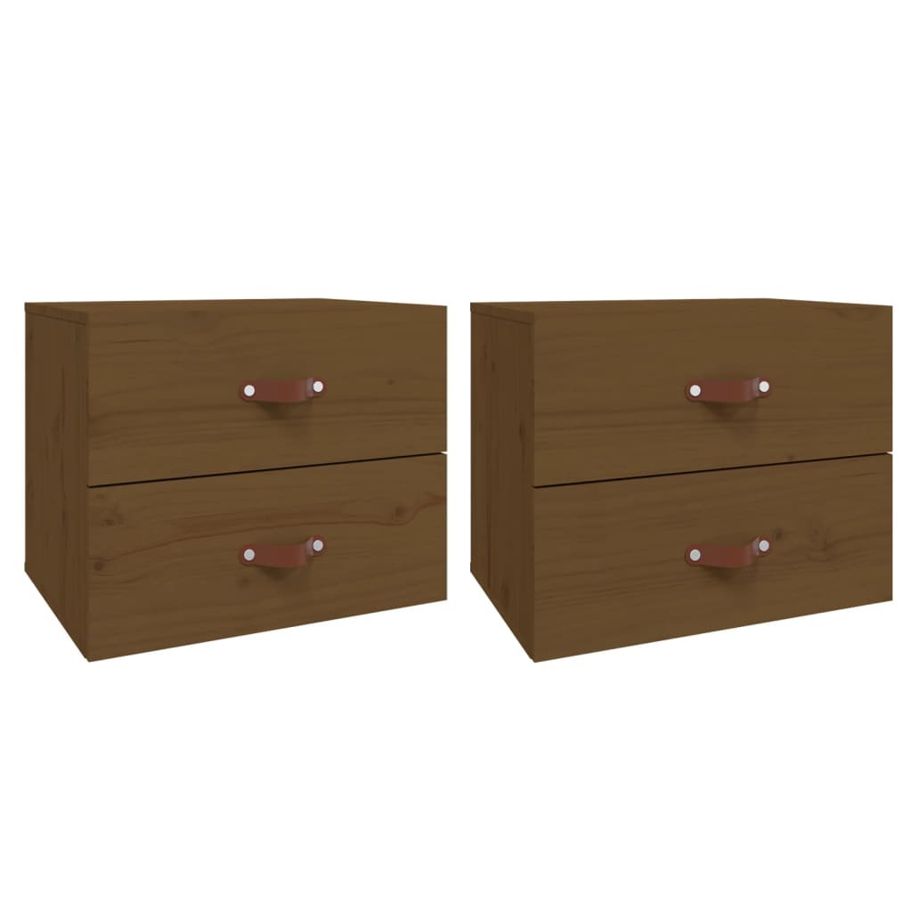 Wall-mounted bedside tables 2 pcs. Honey brown 50x36x40 cm