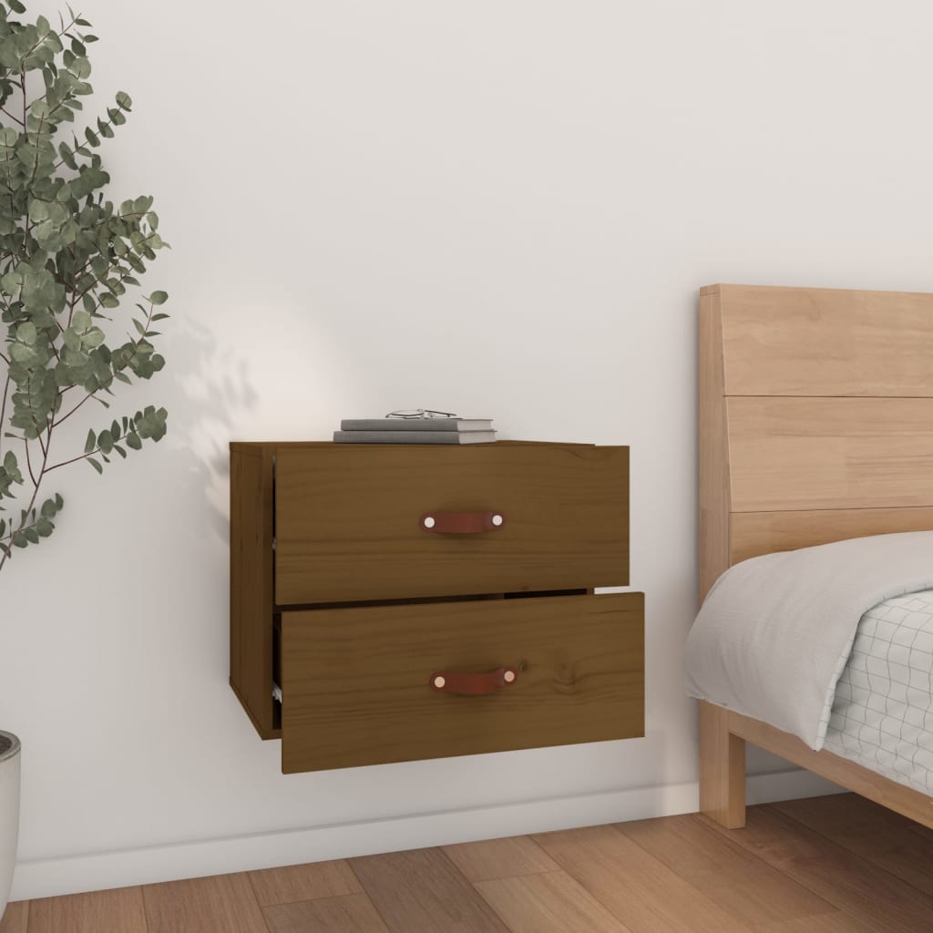 Wall-mounted bedside tables 2 pcs. Honey brown 50x36x40 cm