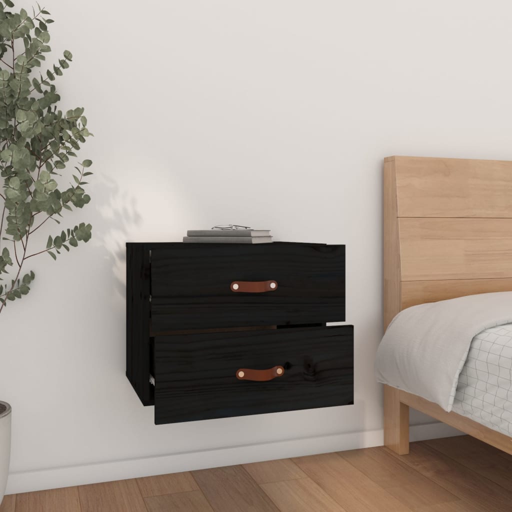 Wall Bedside Tables 2 pcs. Black 50x36x40 cm