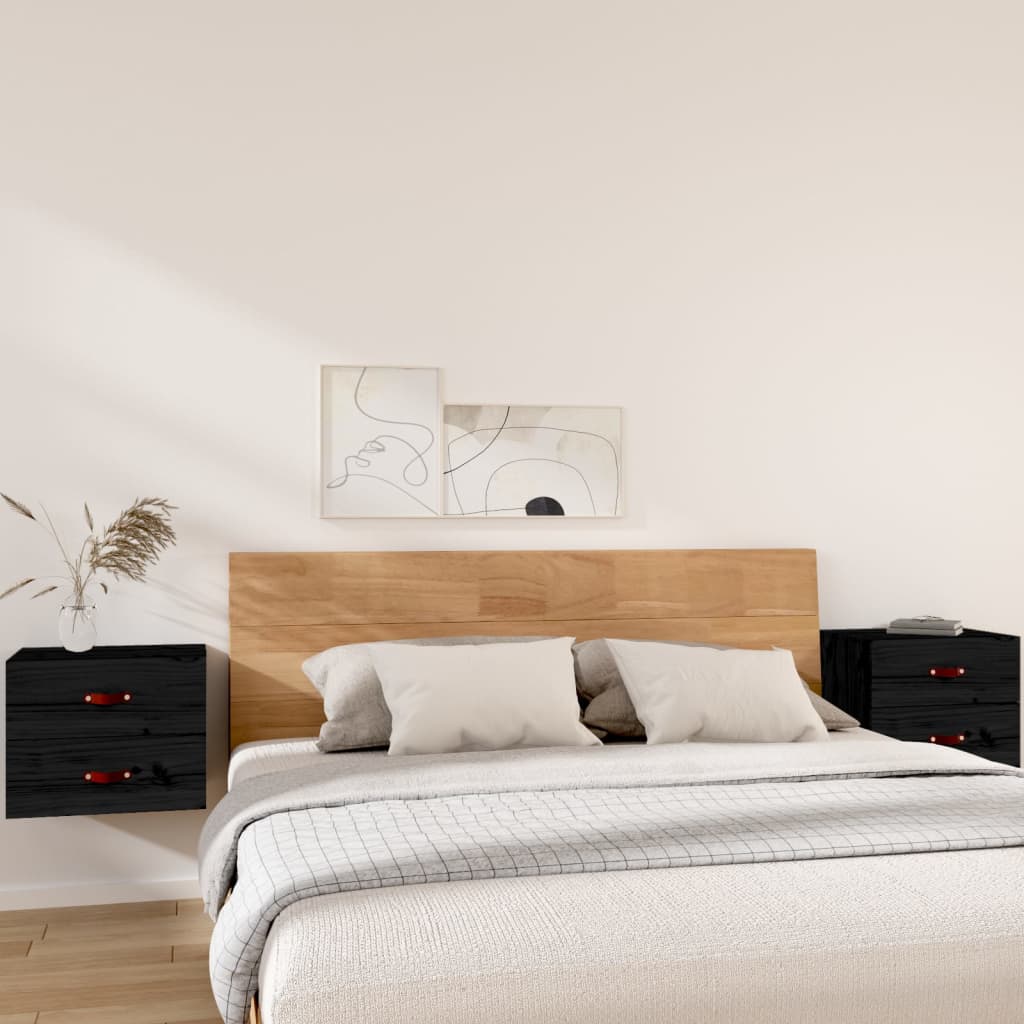 Wall Bedside Tables 2 pcs. Black 50x36x40 cm