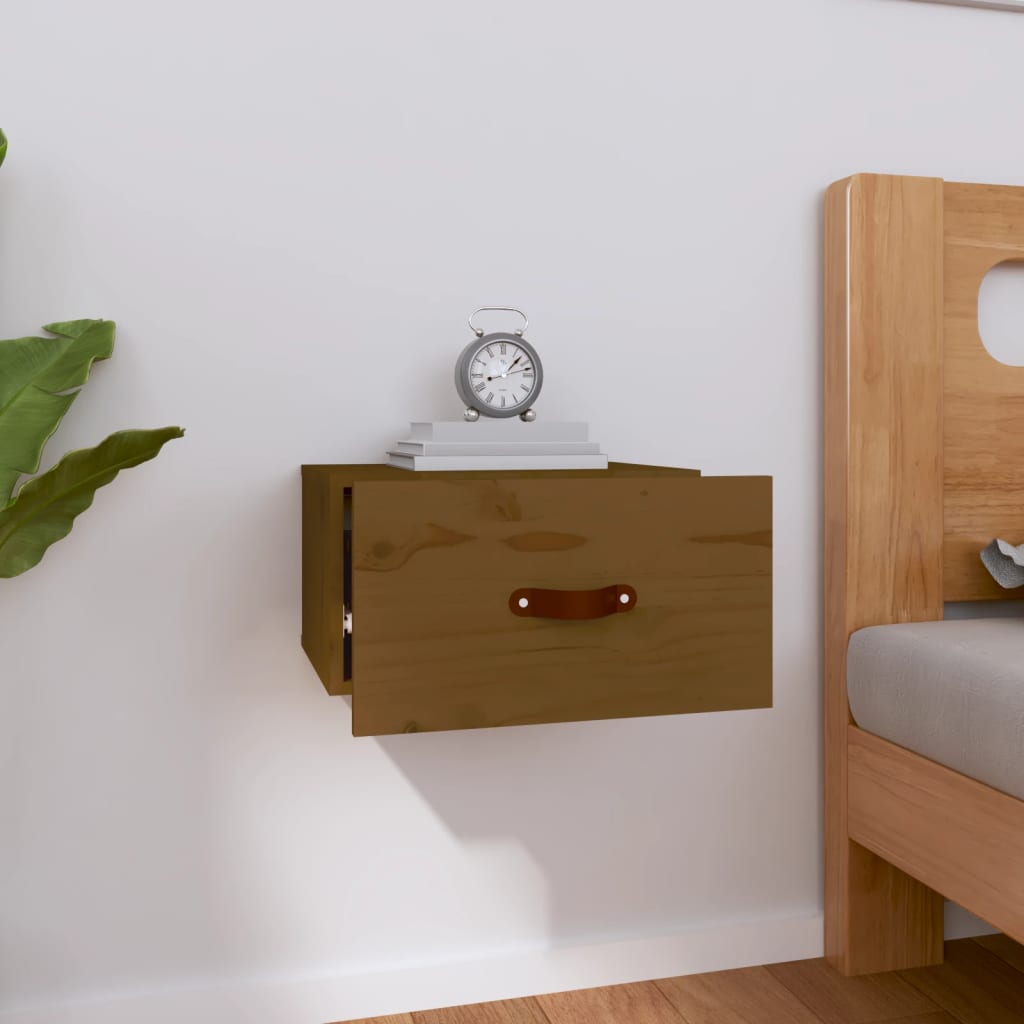 Wall Bedside Table Honey Brown 40x29.5x22 cm