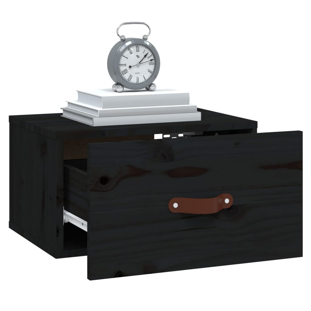 Wall Bedside Table Black 40x29.5x22 cm