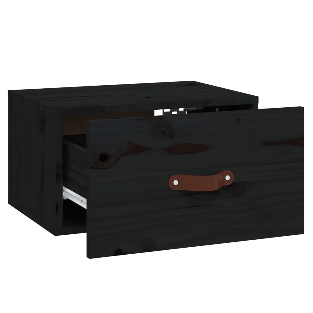 Wall Bedside Table Black 40x29.5x22 cm