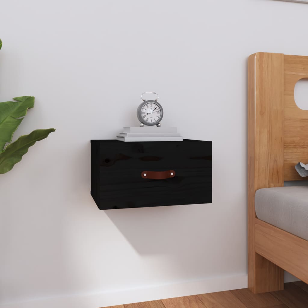 Wall Bedside Table Black 40x29.5x22 cm