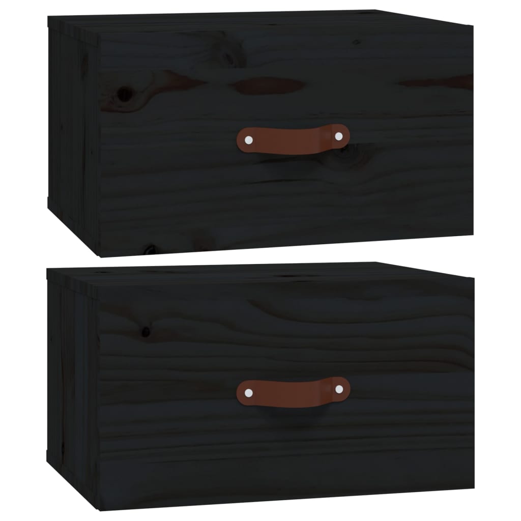 Wall Bedside Tables 2 pcs. Black 40x29.5x22 cm