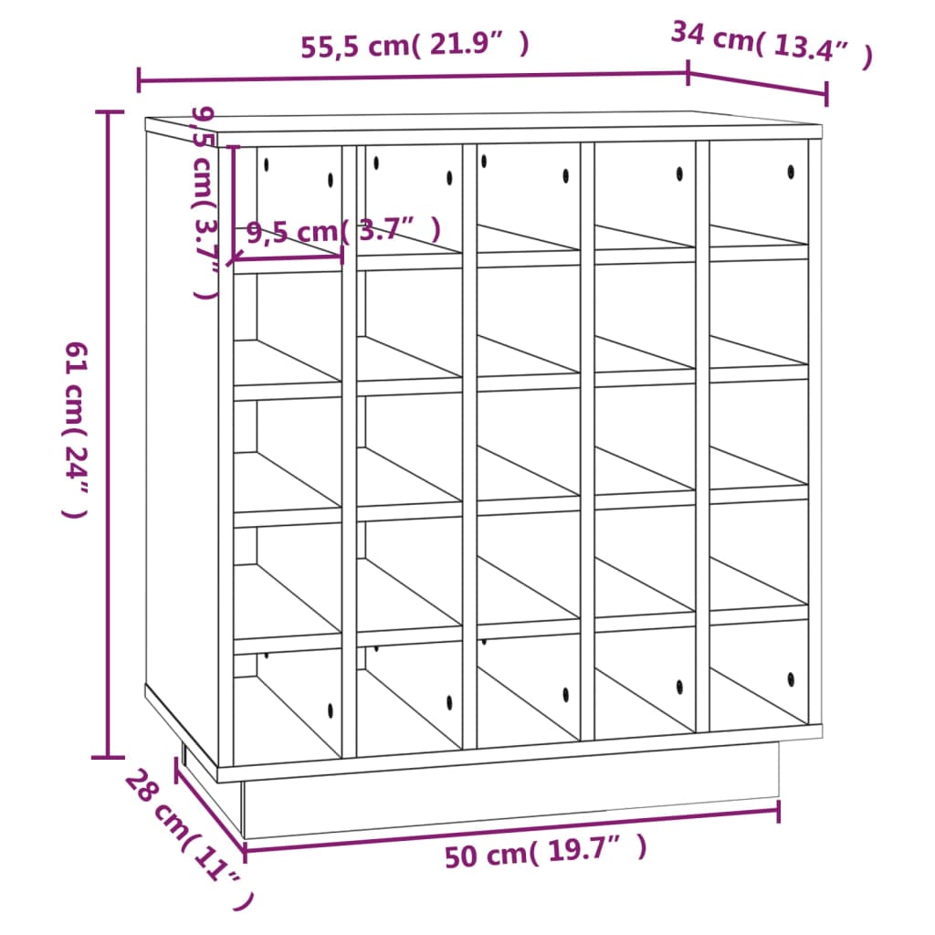 Wine rack 55.5x34x61 cm solid pine wood