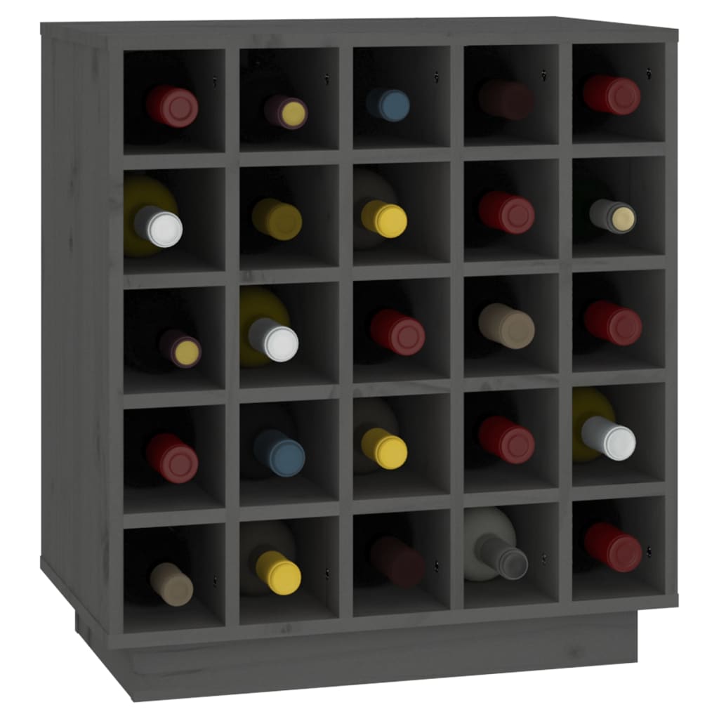 Wine Rack Grey 55.5x34x61 cm Solid Pine Wood