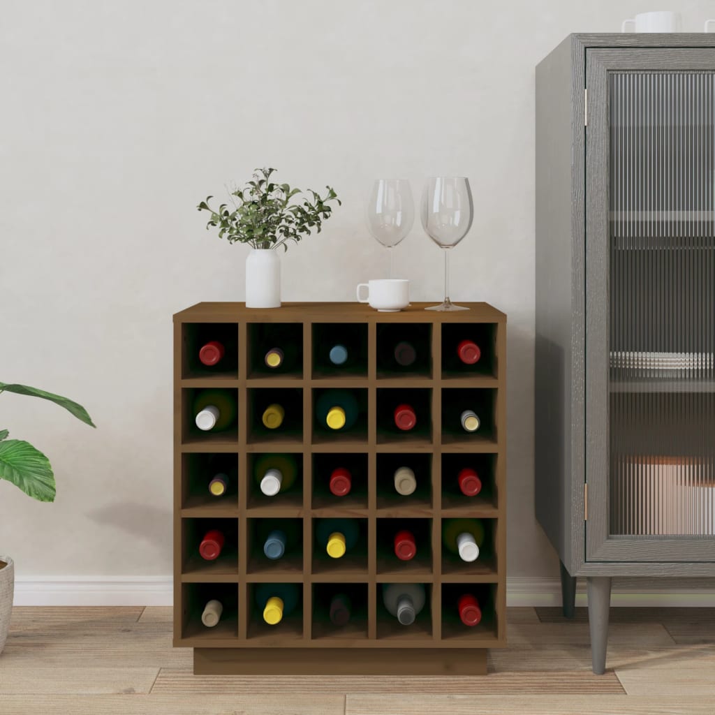 Wine rack honey brown 55.5x34x61 cm solid pine wood