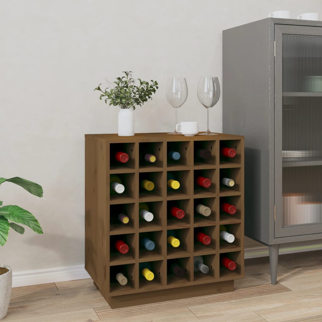 Wine rack honey brown 55.5x34x61 cm solid pine wood