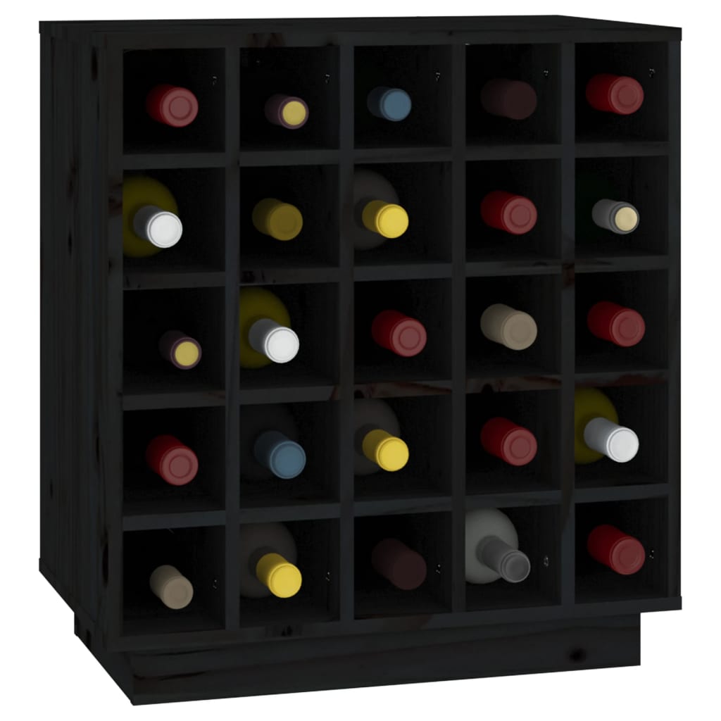 Wine Rack Black 55.5x34x61 cm Solid Pine