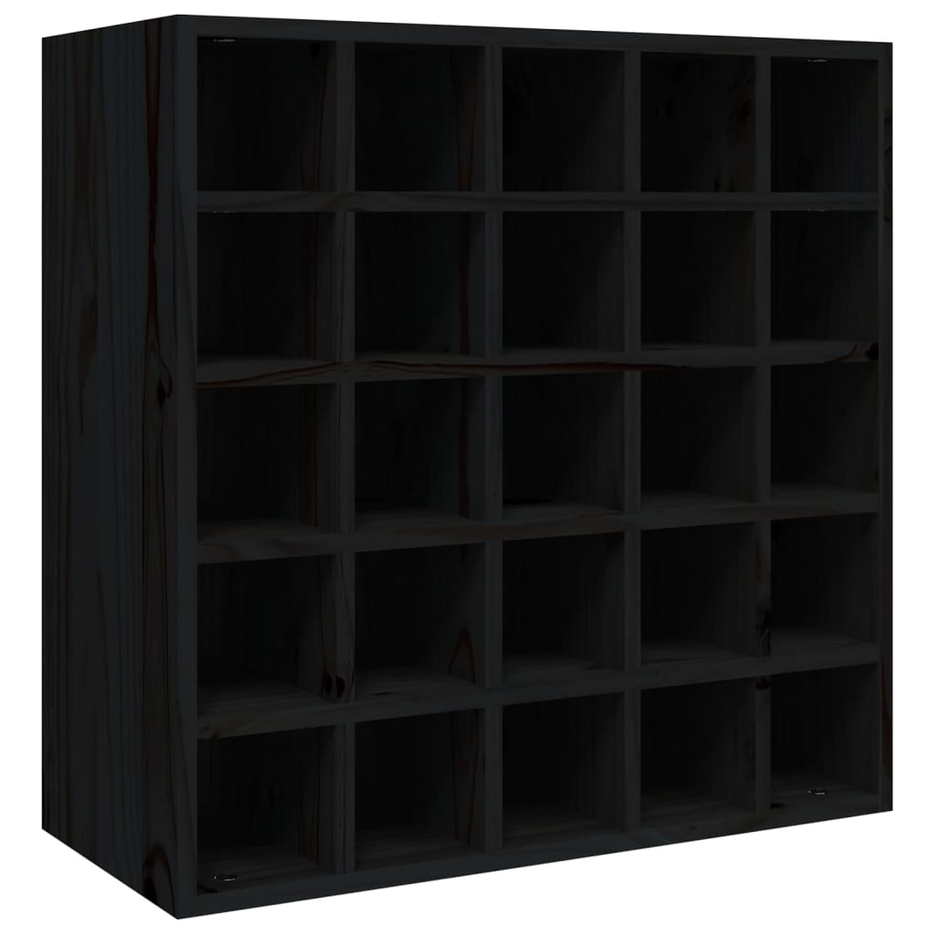 Wine Rack Black 56x25x56 cm Solid Pine