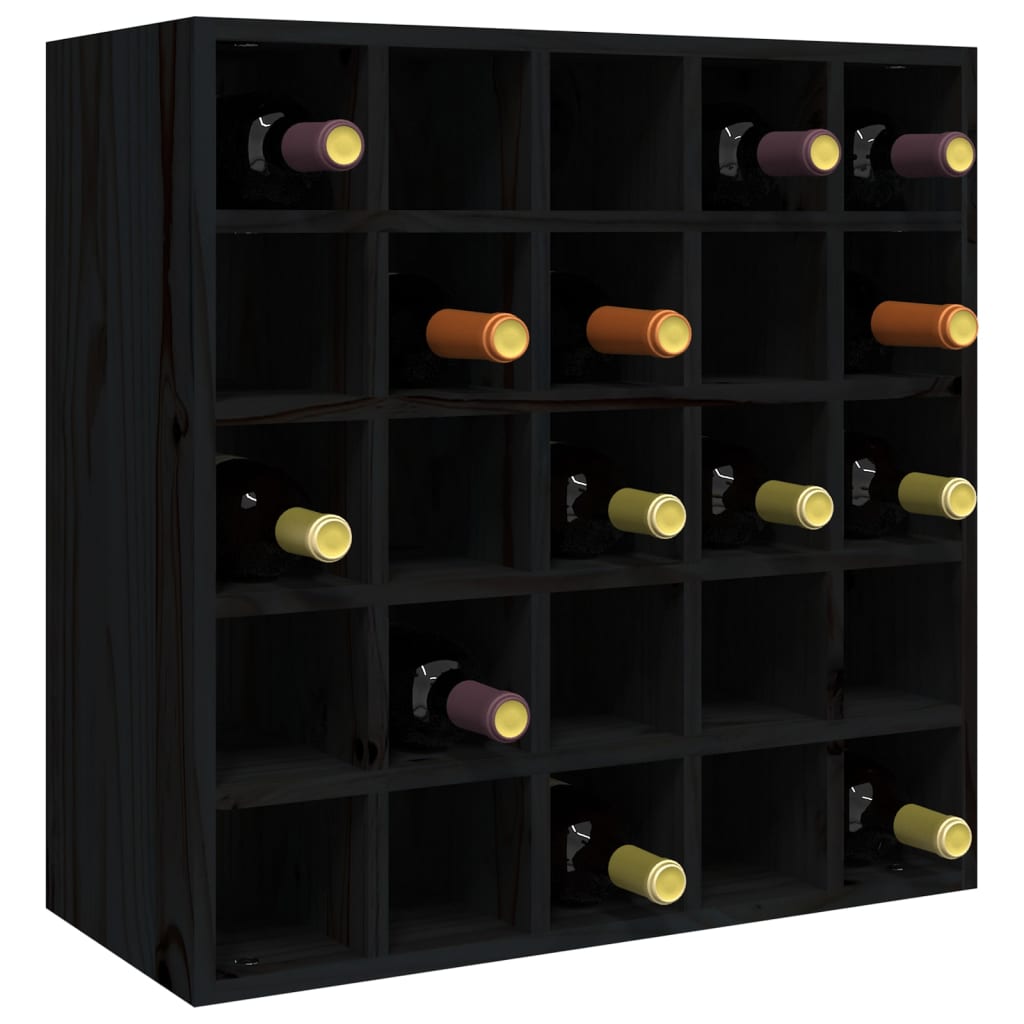 Wine Rack Black 56x25x56 cm Solid Pine