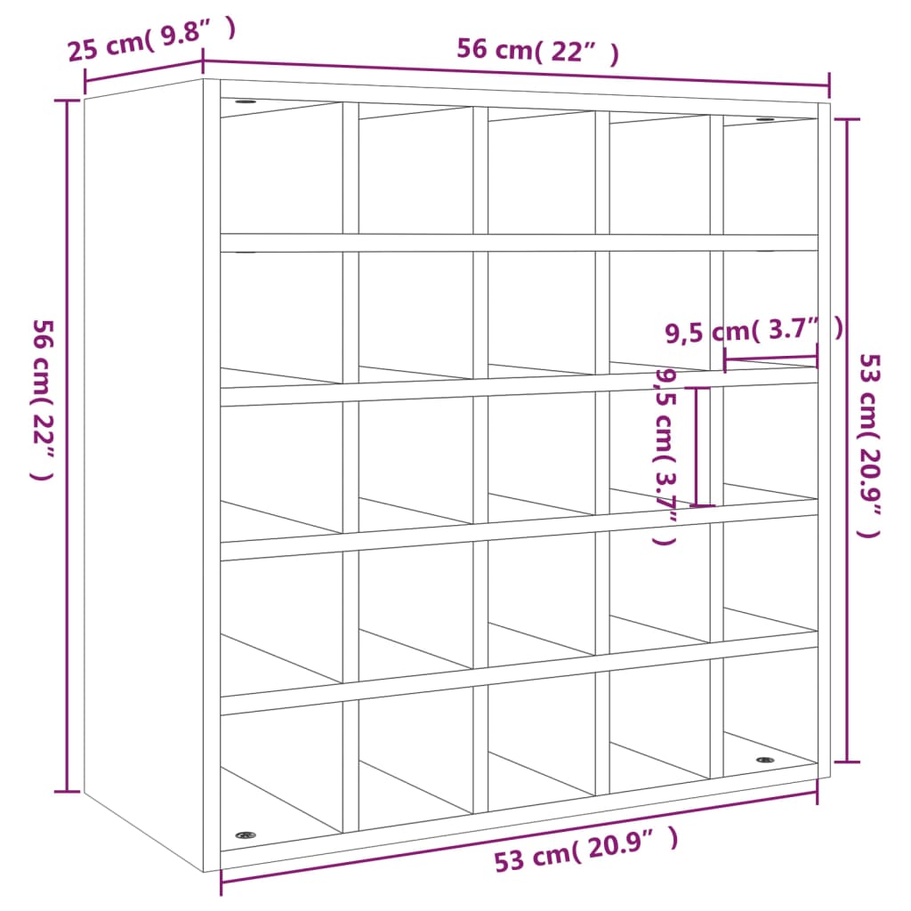 Weinregal Schwarz 56x25x56 cm Massivholz Kiefer