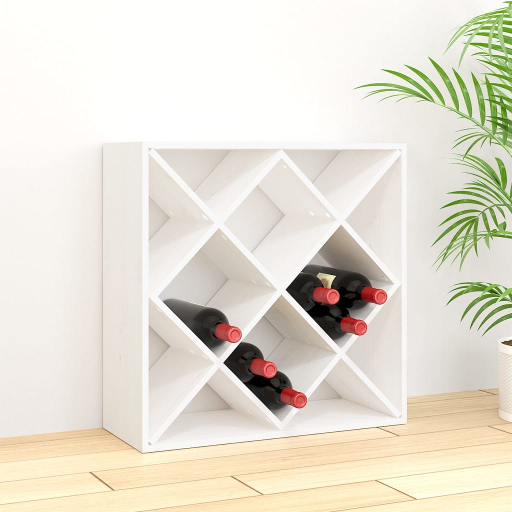 Wine Rack White 62x25x62 cm Solid Pine