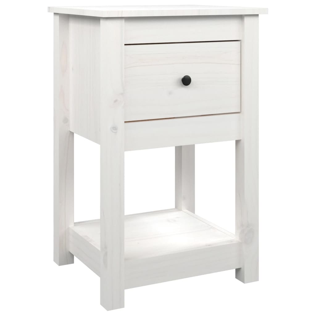 Bedside Table White 40x35x61.5 cm Solid Pine