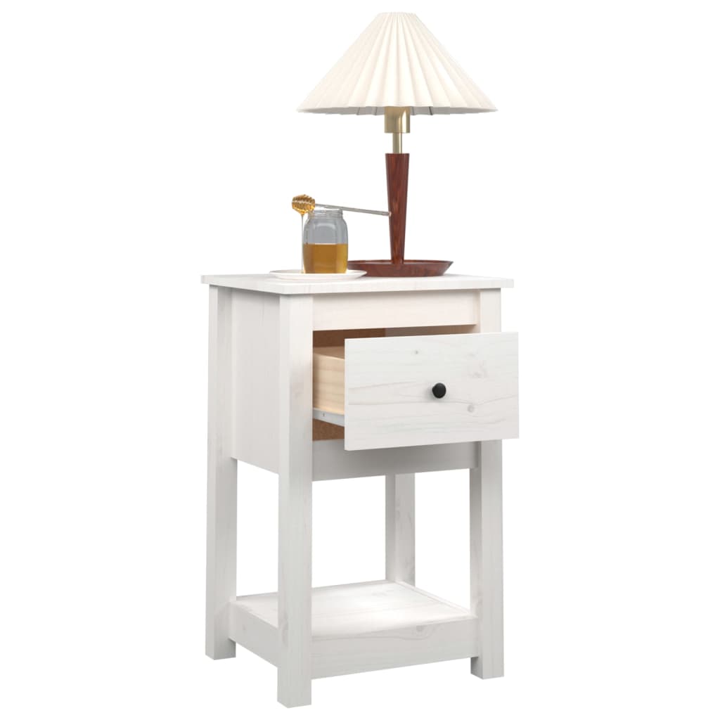 Bedside Table White 40x35x61.5 cm Solid Pine