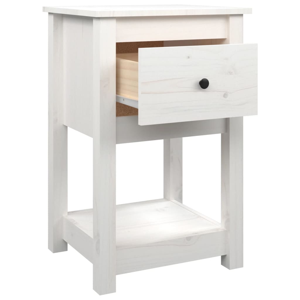 Bedside Table White 40x35x61.5 cm Solid Pine