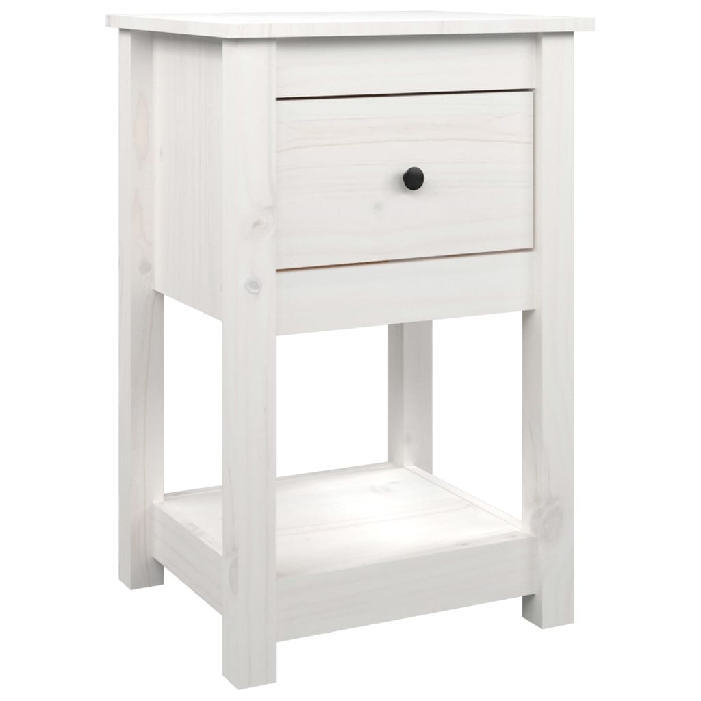 Bedside tables 2 pcs. White 40x35x61.5 cm solid pine wood