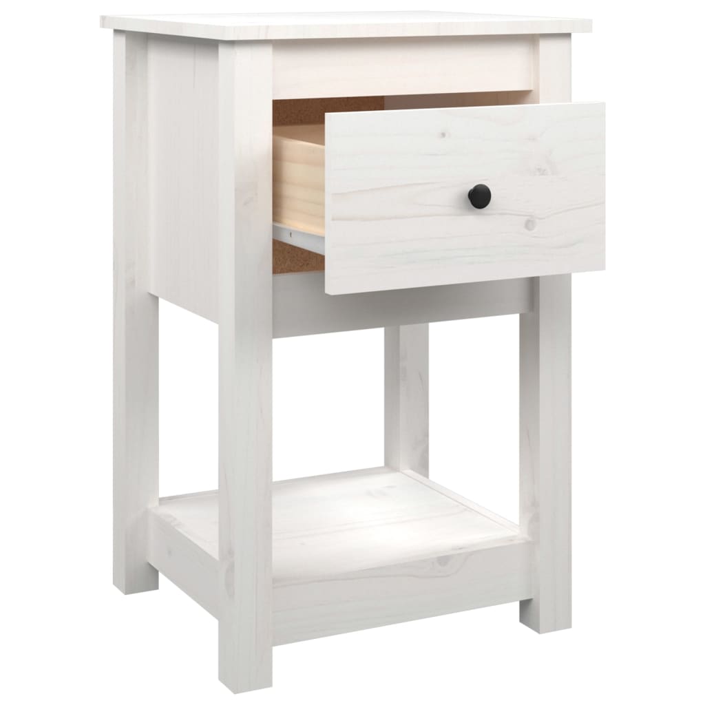 Bedside tables 2 pcs. White 40x35x61.5 cm solid pine wood