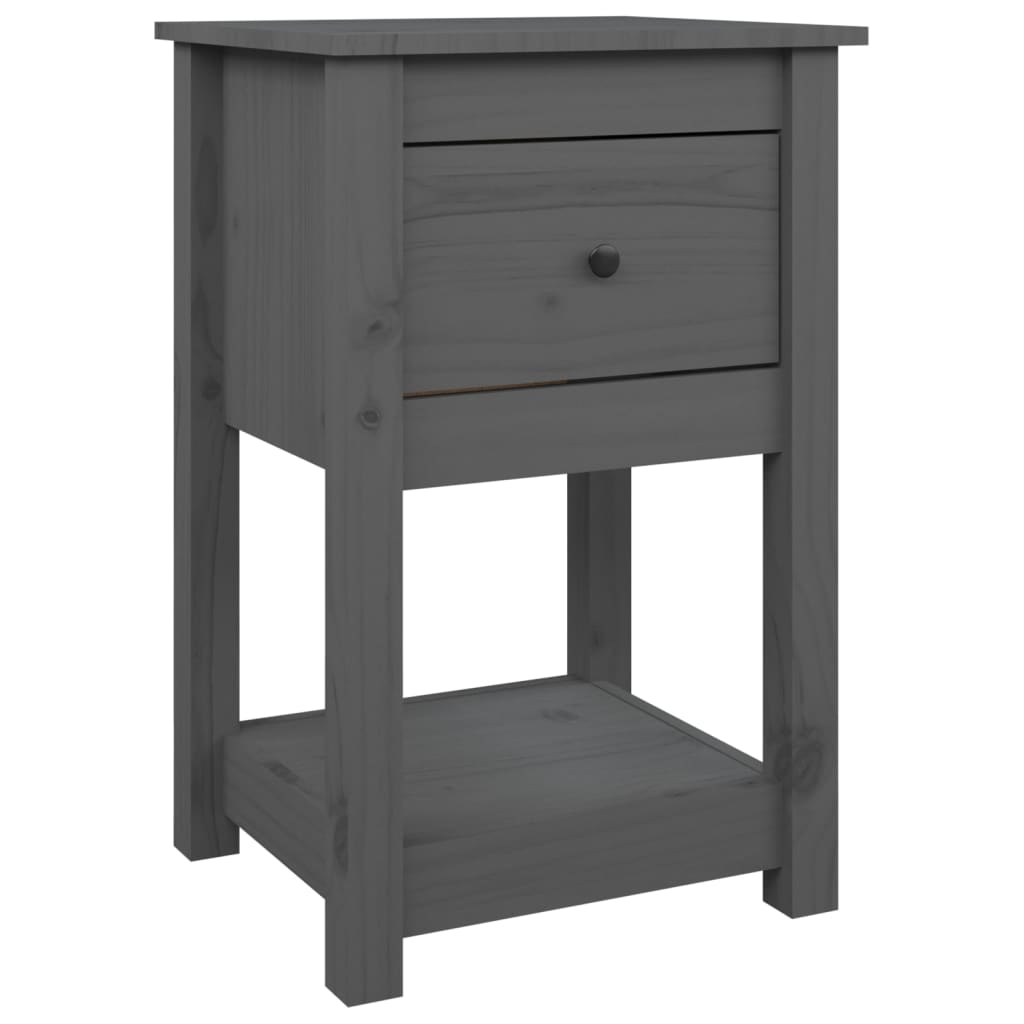 Bedside Table Grey 40x35x61.5 cm Solid Pine Wood