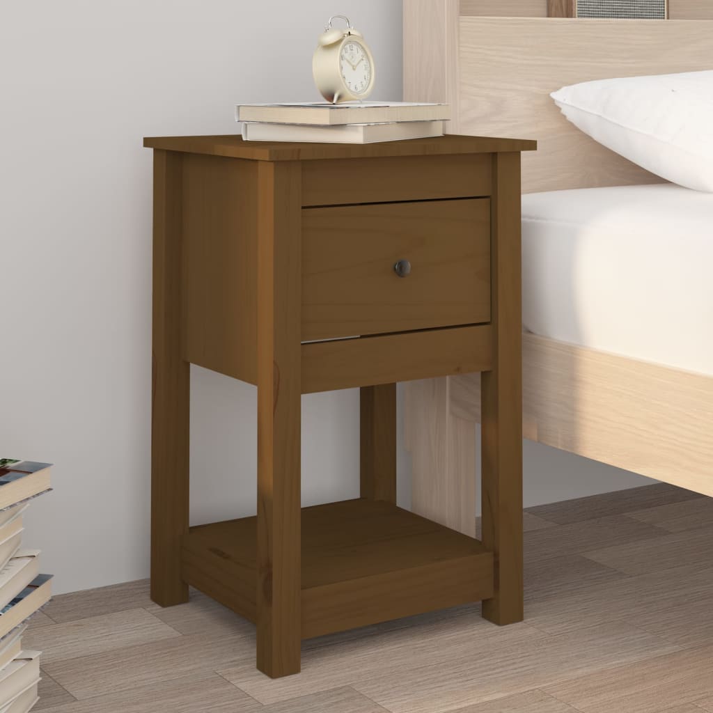 Bedside table honey brown 40x35x61.5 cm solid pine wood