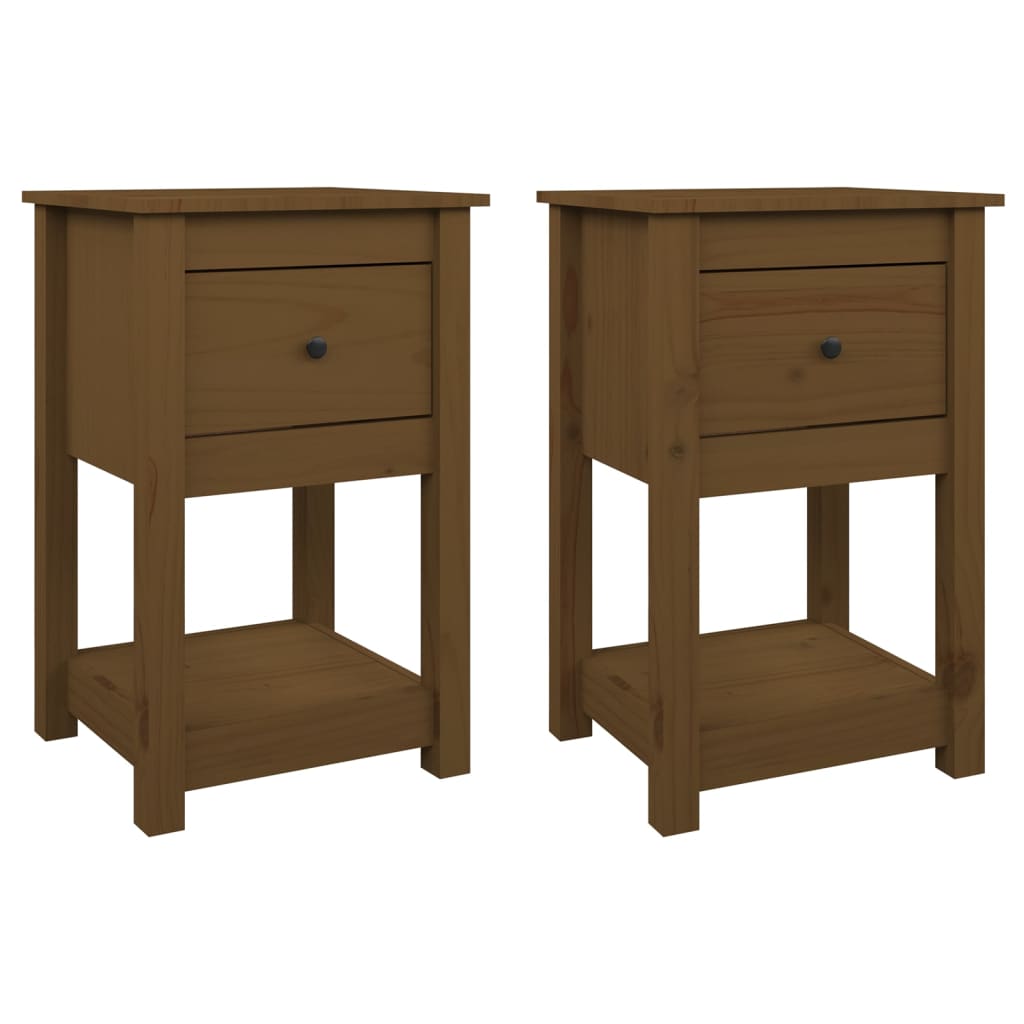 Bedside tables 2 pcs. Honey brown 40x35x61.5 cm solid pine wood