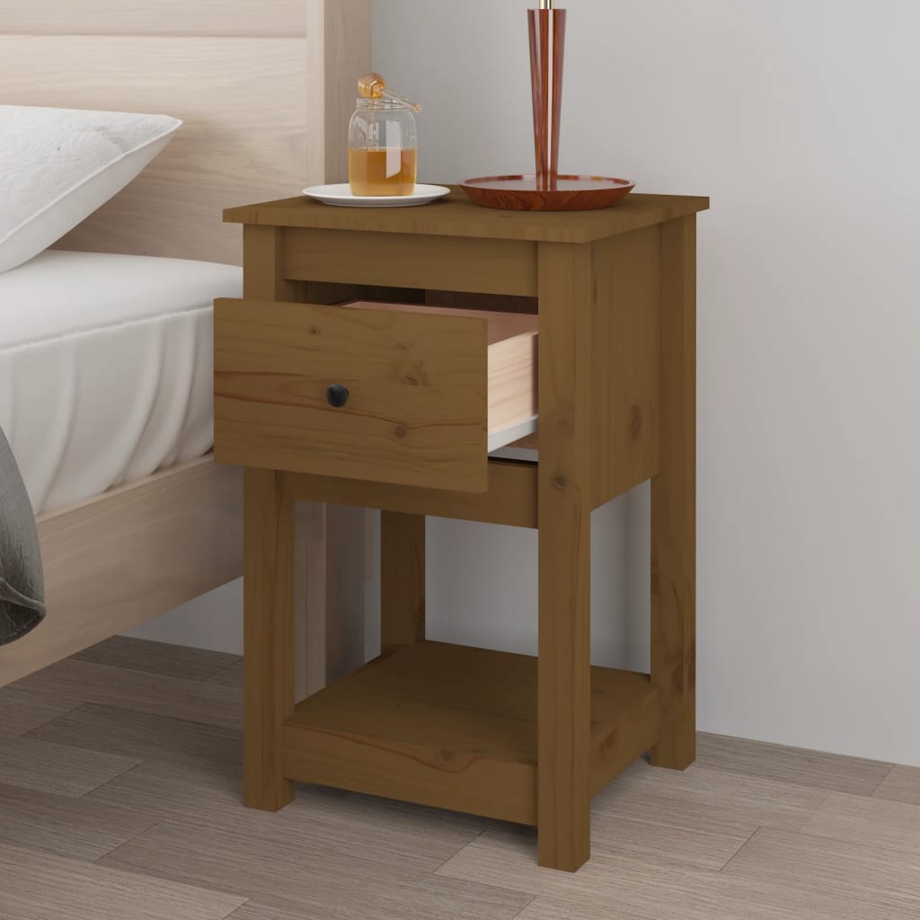 Bedside tables 2 pcs. Honey brown 40x35x61.5 cm solid pine wood