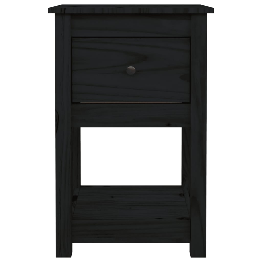 Bedside Table Black 40x35x61.5 cm Solid Pine