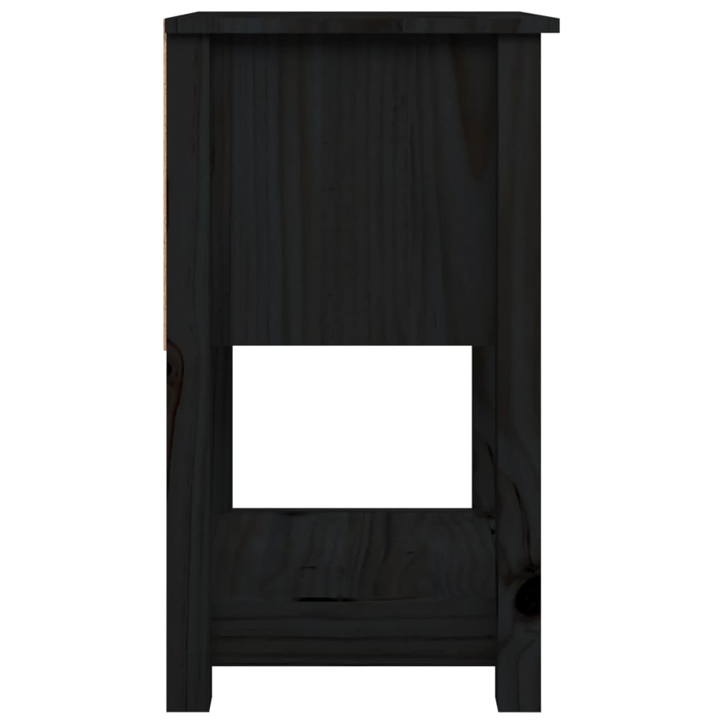 Bedside Table Black 40x35x61.5 cm Solid Pine