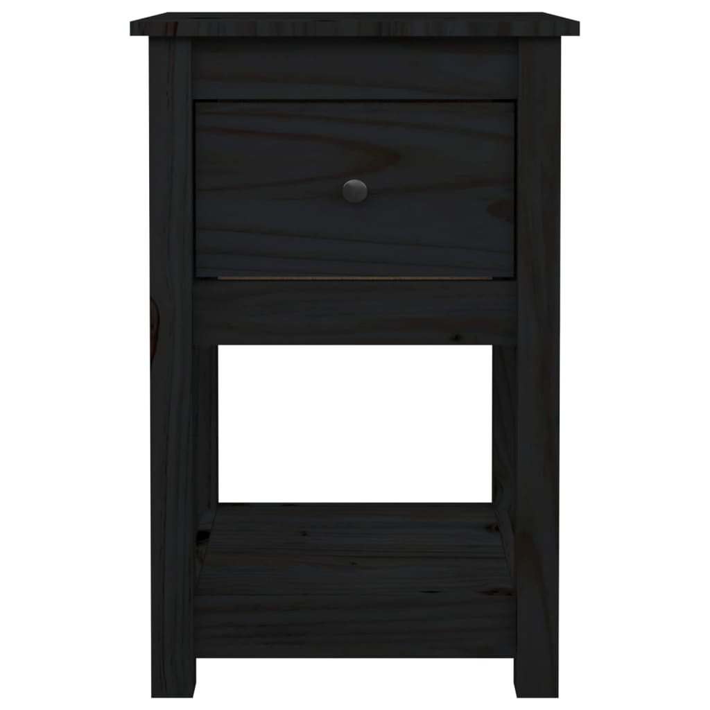 Bedside tables 2 pcs. Black 40x35x61.5 cm solid pine wood