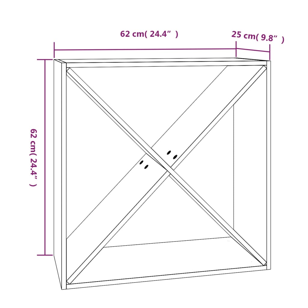 Wine rack 62x25x62 cm solid pine wood