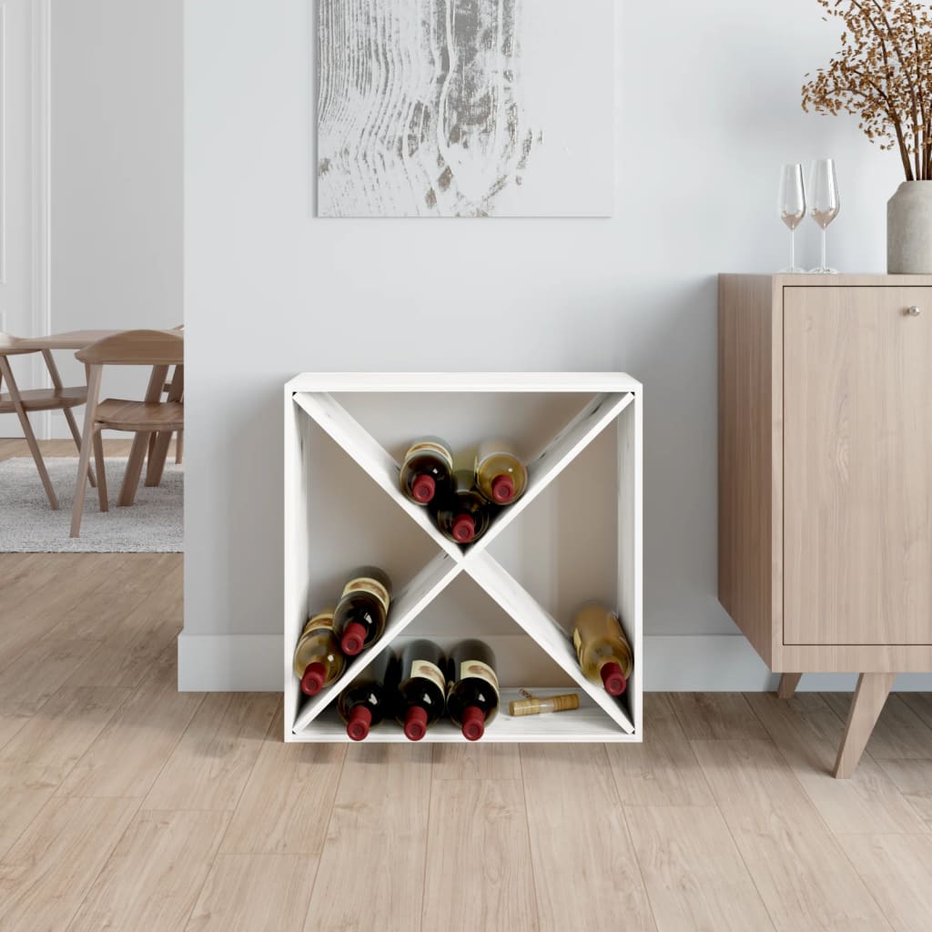 Wine Rack White 62x25x62 cm Solid Pine