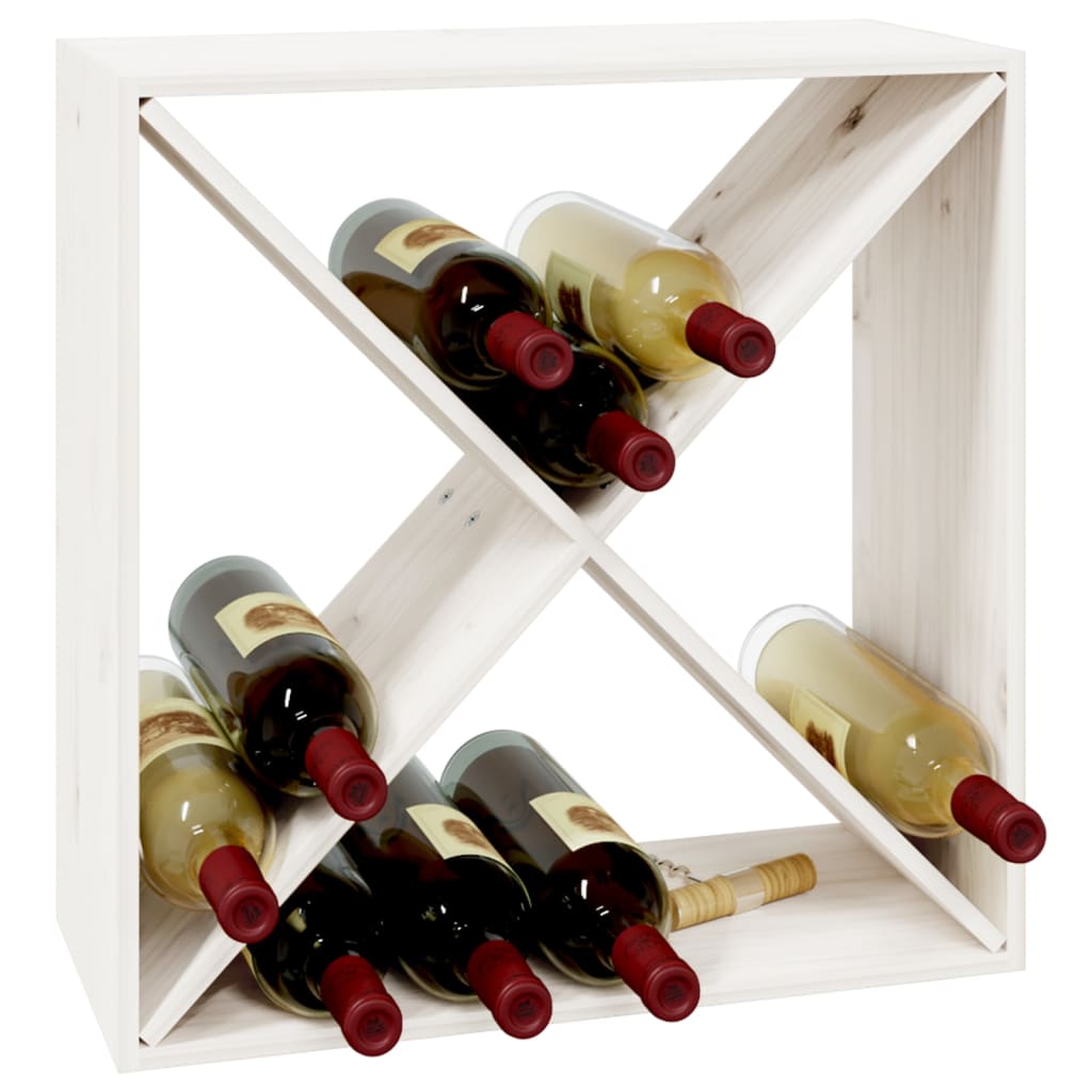 Wine Rack White 62x25x62 cm Solid Pine