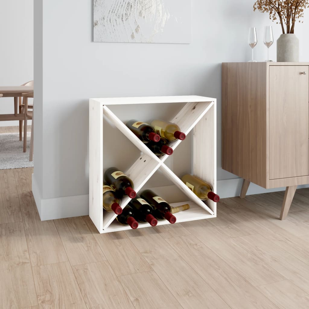 Wine Rack White 62x25x62 cm Solid Pine