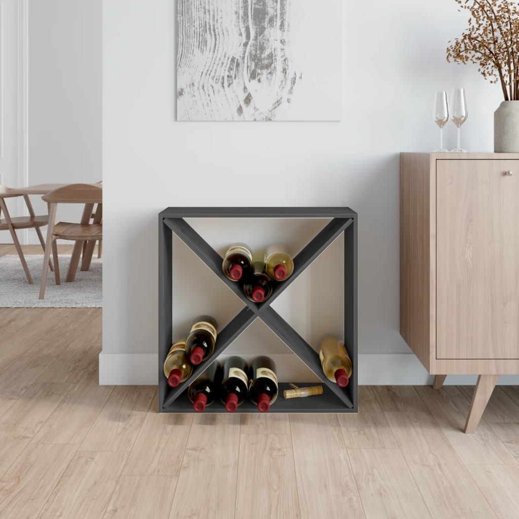 Wine Rack Grey 62x25x62 cm Solid Pine Wood