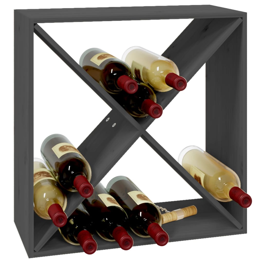 Wine Rack Grey 62x25x62 cm Solid Pine Wood