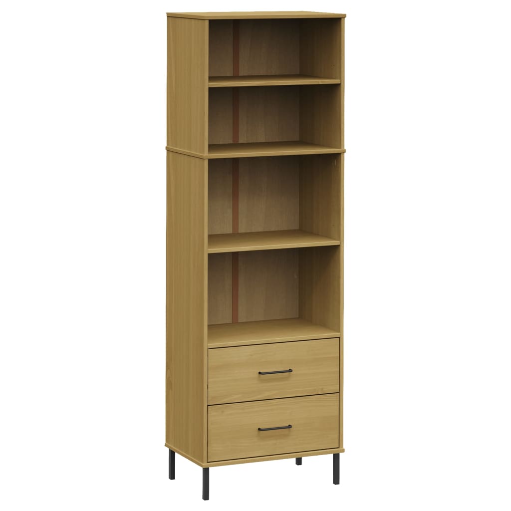 Bücherregal OSLO mit 2 Schubladen Braun 60x35x180 cm Massivholz