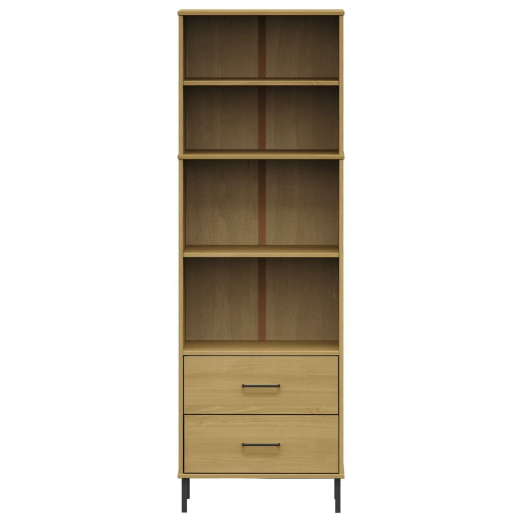 Bücherregal OSLO mit 2 Schubladen Braun 60x35x180 cm Massivholz