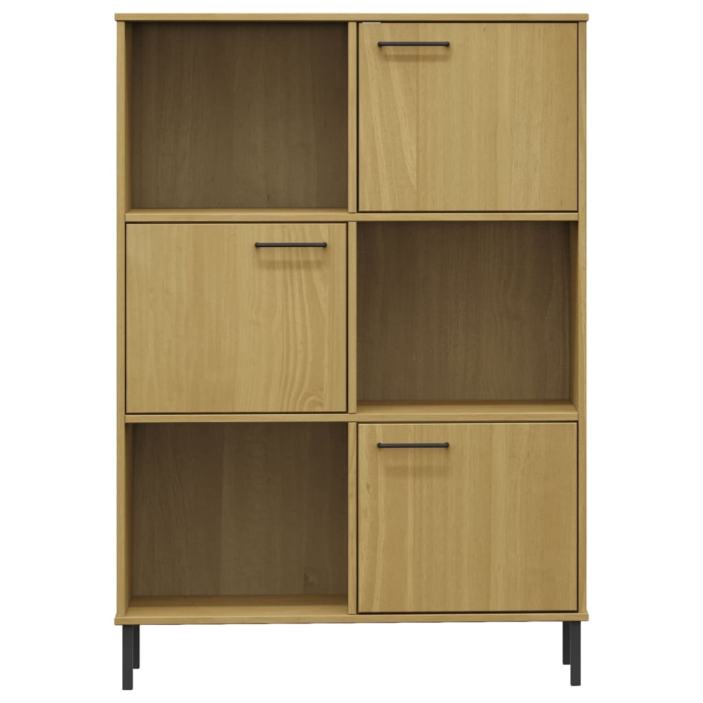 Bücherregal OSLO Metallbeine Braun 90x35x128,5 cm Massivholz