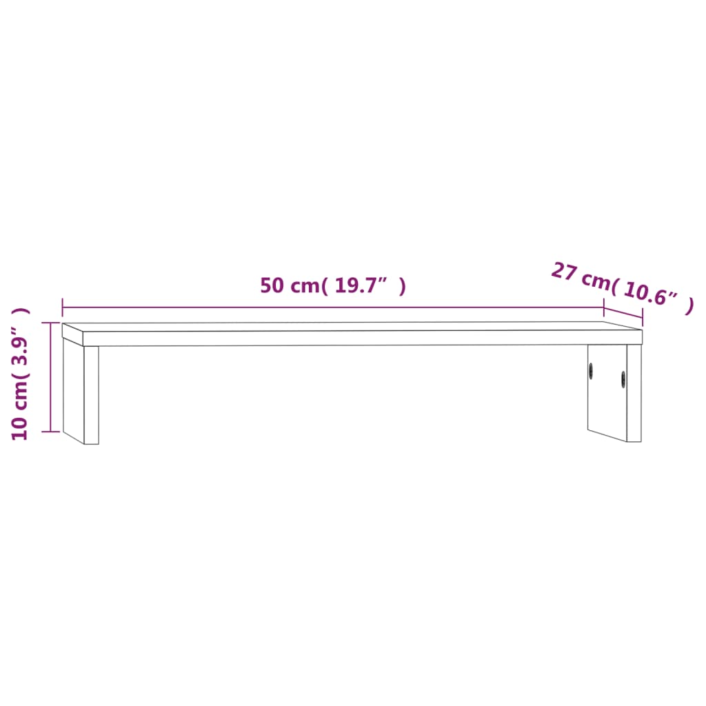 Monitor stand 50x27x10 cm solid pine wood